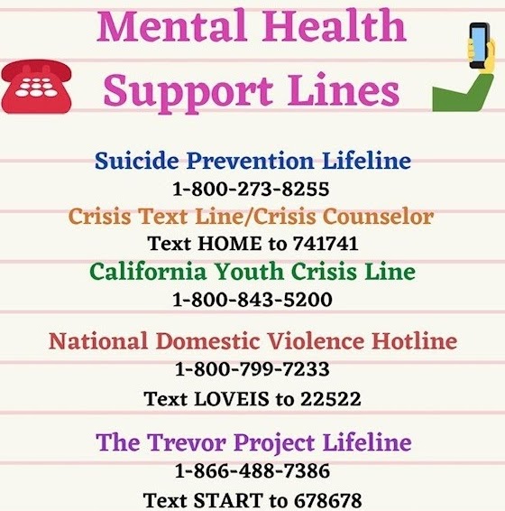 mental health support lines